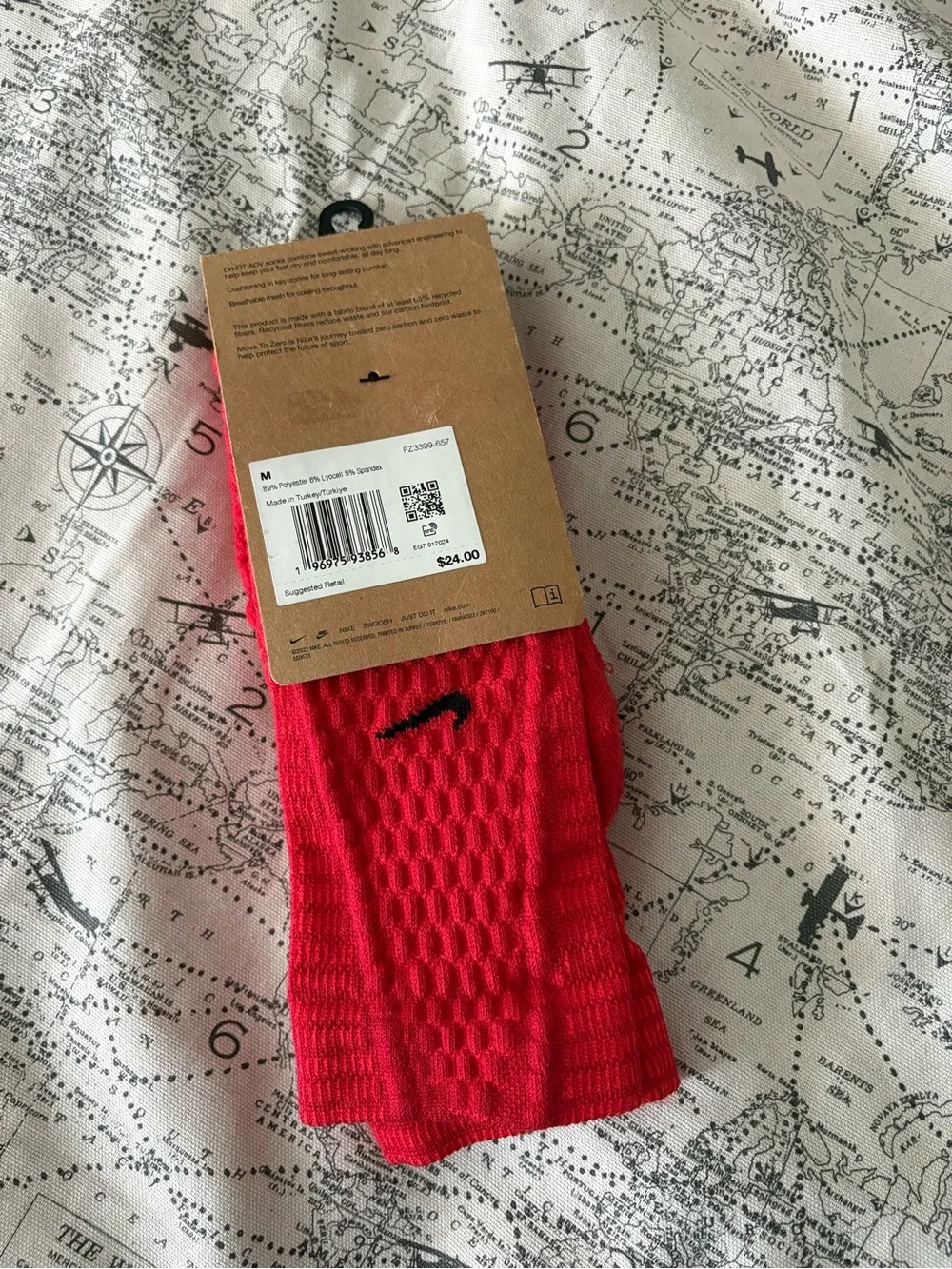 Nike Red Athletic Crew Socks with Black Swoosh